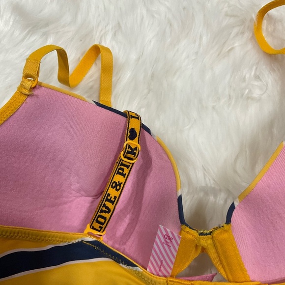 Rare Vintage PINK Victoria's Secret Yellow and Blue Striped Bra - Picture 5 of 11